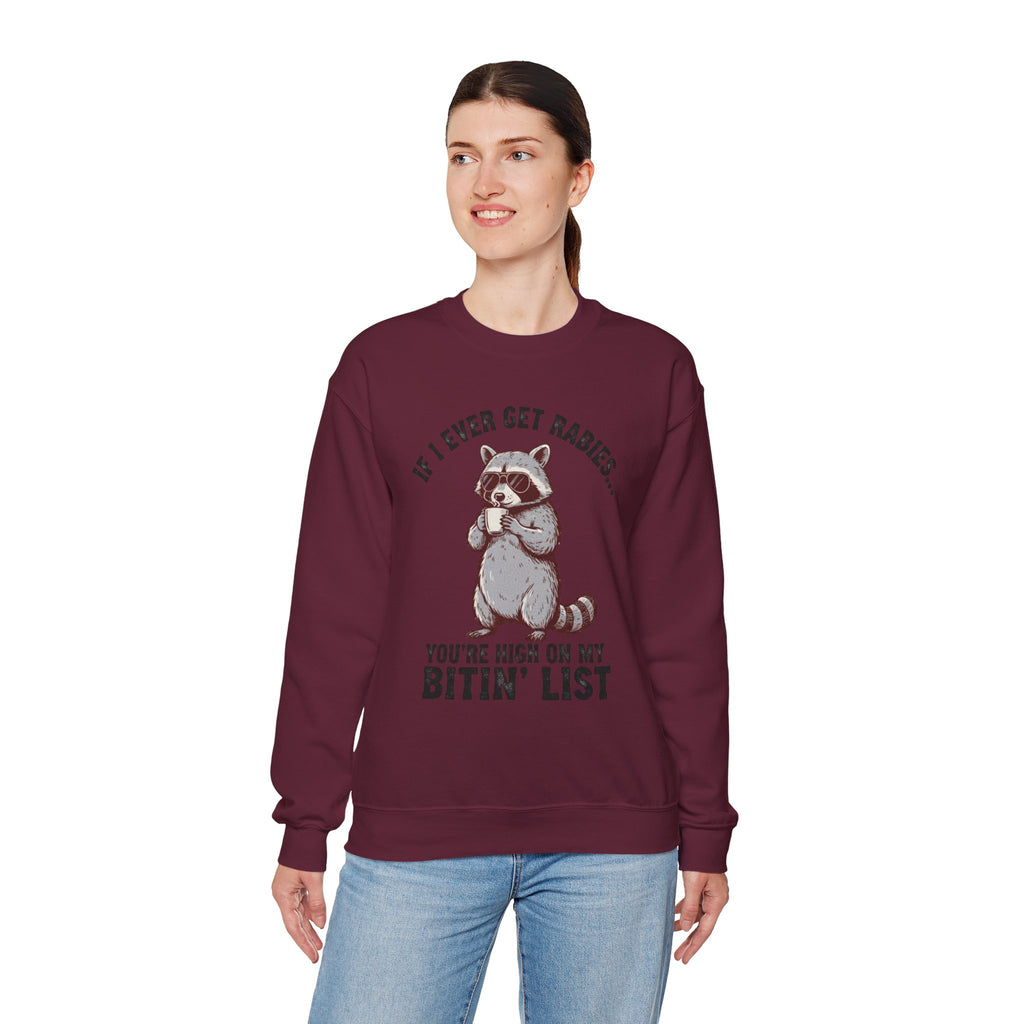 Raccoon 'Bite'n List' Crewneck Sweatshirt
