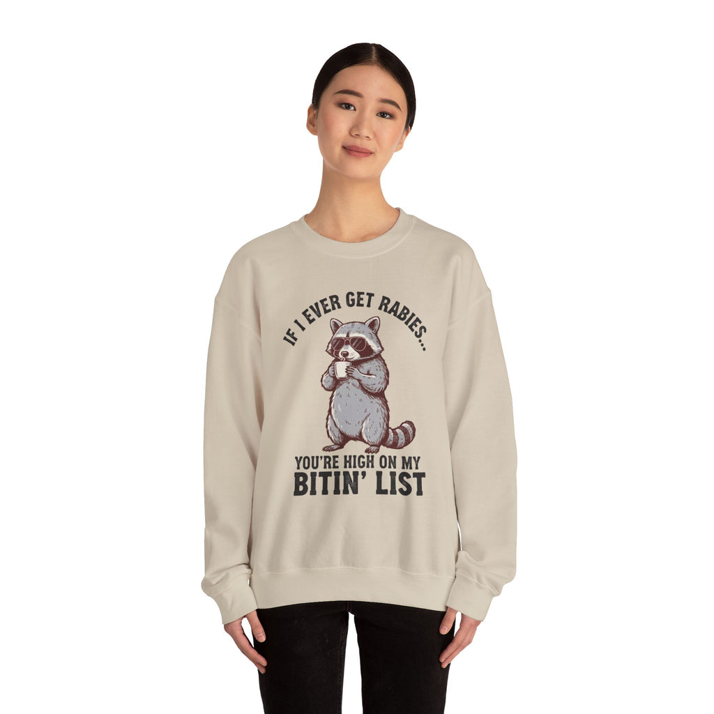 Raccoon 'Bite'n List' Crewneck Sweatshirt